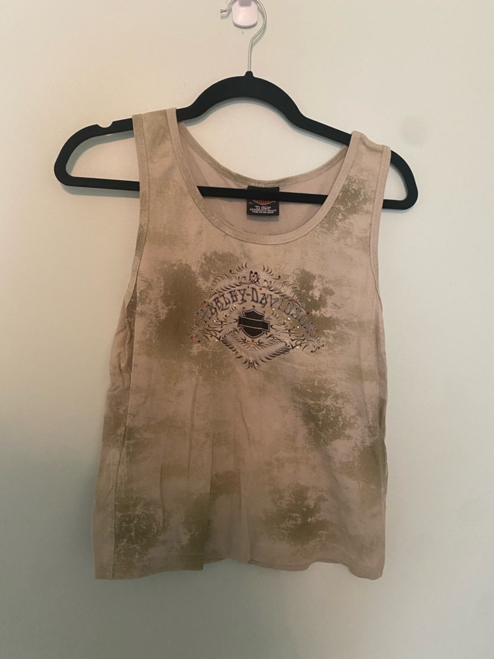 Harley-Davidson Women's Beige Graphic Tank with Distressed Print